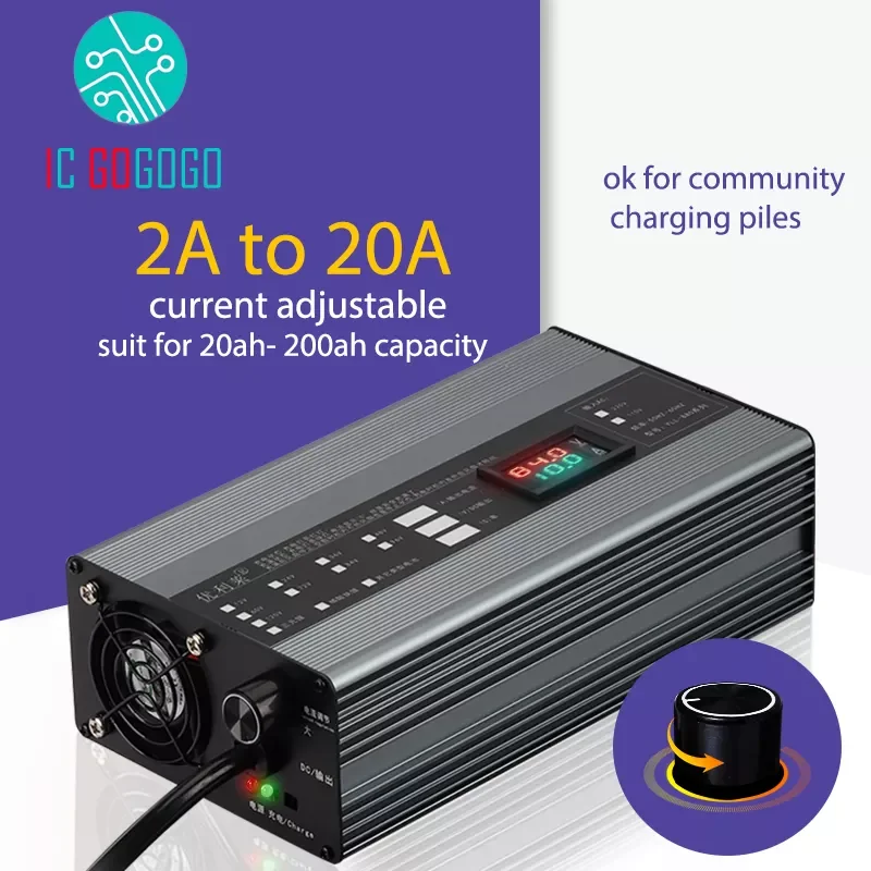

20A 48V 58.4V 72V 60V 67.2V 84V 87.6V Li-ion LiPo Lifepo4 Lithium Battery Charger Adjust Charge ebike 16S 20S 24S