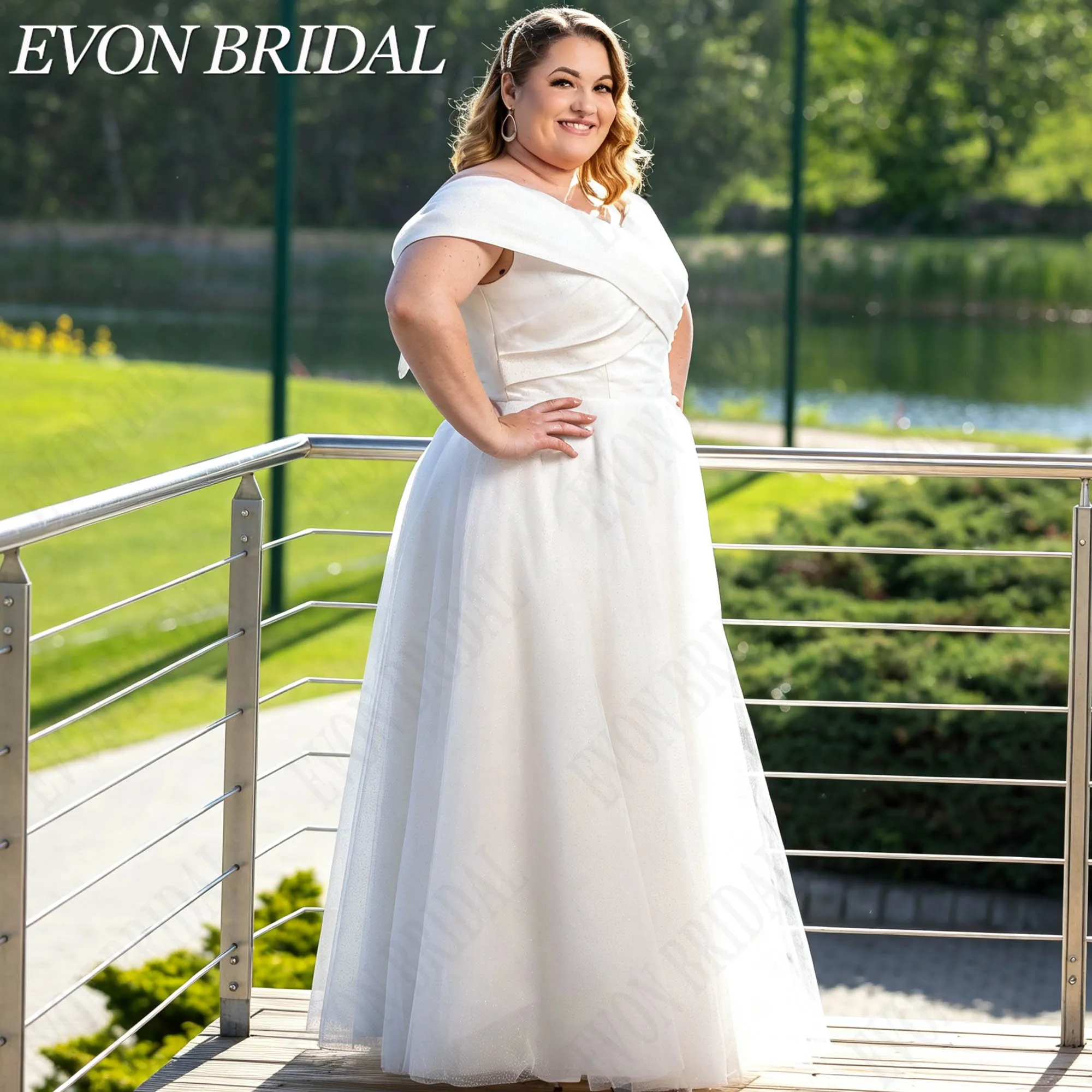 Фото EVON BRIDAL Свадебное платье большого размера без плеч минималистичное А-силуэт для невест вырез в форме сердца индивидуальный пошив простое свадебное платье для женщин элегантное длинное подвенечное платье на заказ №2