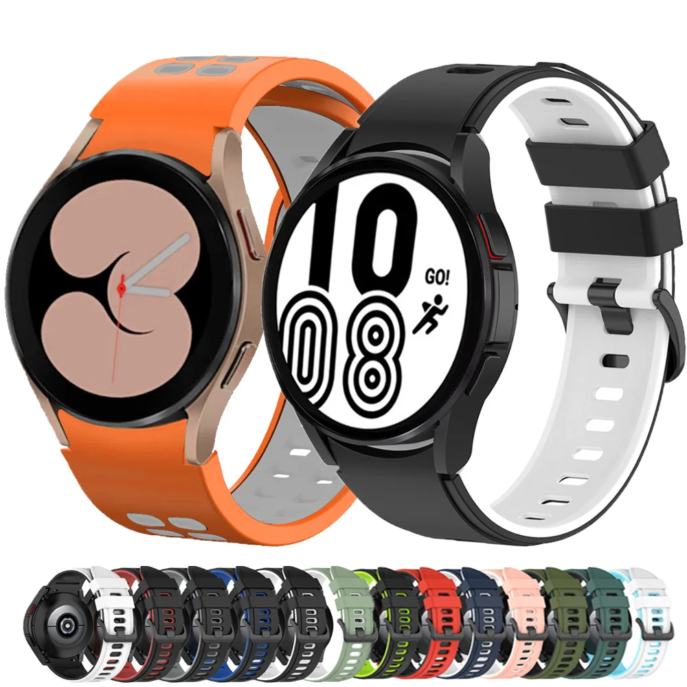 

Ремешок силиконовый для Samsung Galaxy watch 4 40 мм 44 мм, браслет без зазоров 20 мм, аксессуары для часов, классический браслет для Galaxy watch 4 42 мм 46 мм