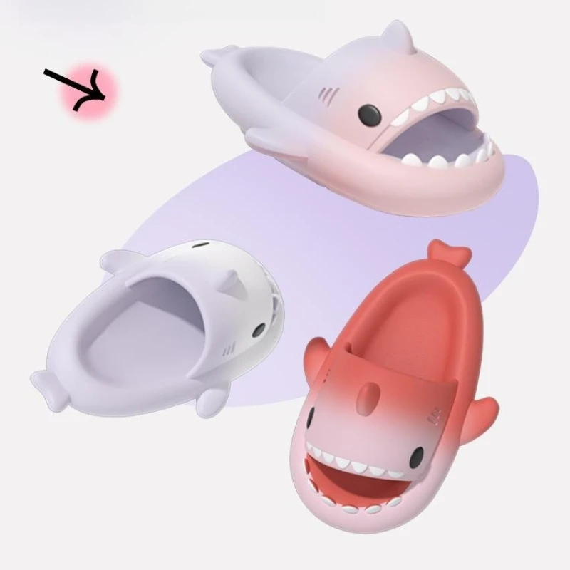 Gradient Shark Slippers Women's Summer Models Indoor Home Thick Bottom Non-slip Bathing Couples Outside Wear Men's Sandals