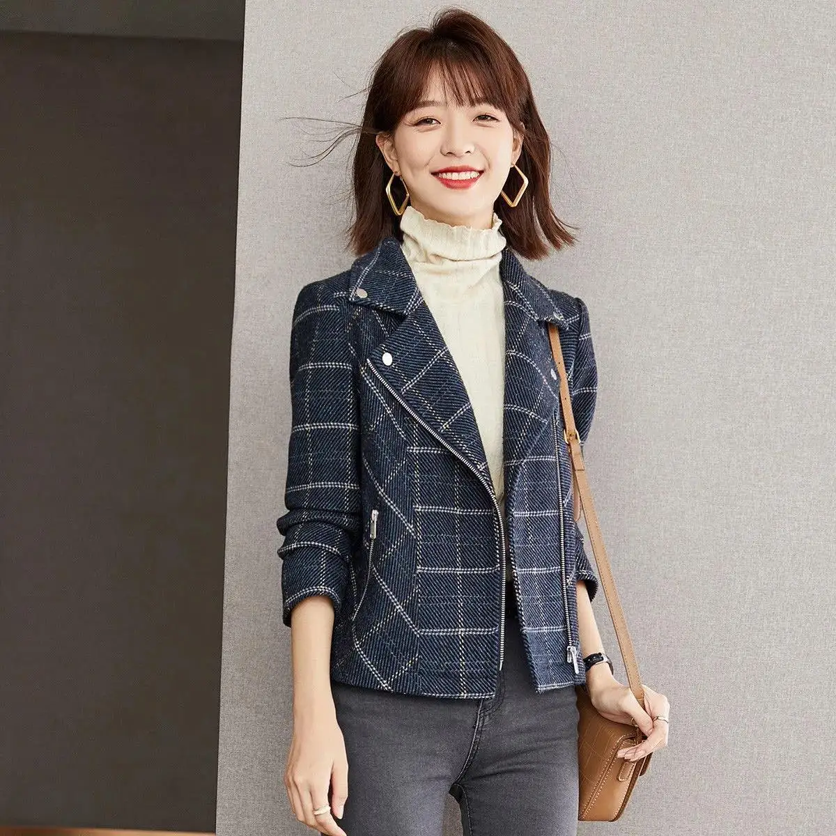 

Women 'S Jacket British Style Versatile Lattice Jacket Coat For Women