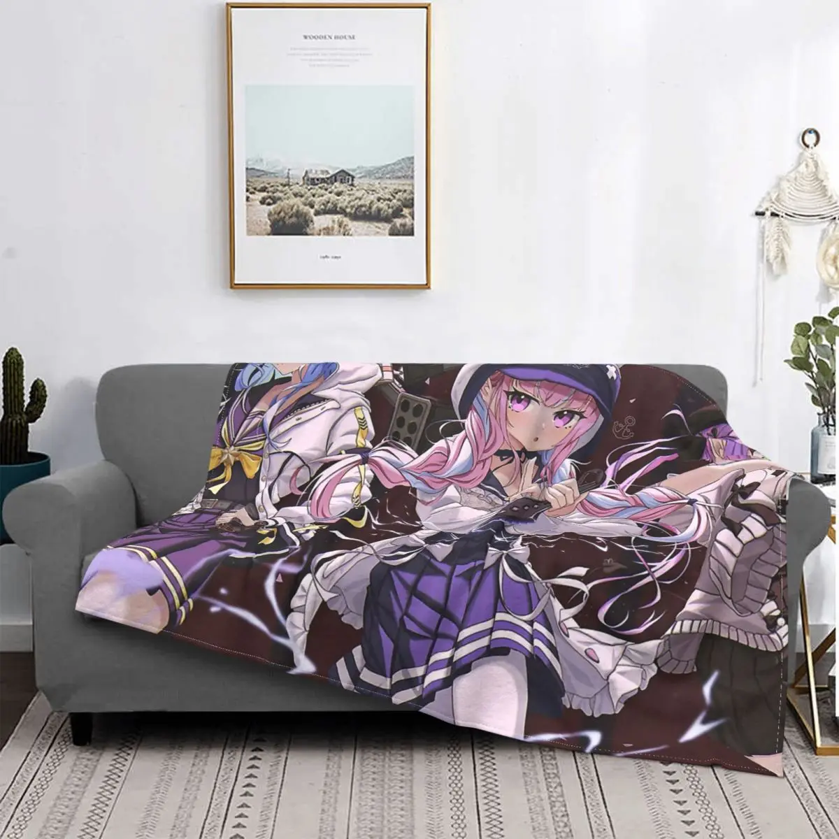 

Minato Aqua Suisei Hoshimachi And Towa Tokoyami Blanket Hololive Virtual Host Group Box Fleece Summer Super Warm Blankets