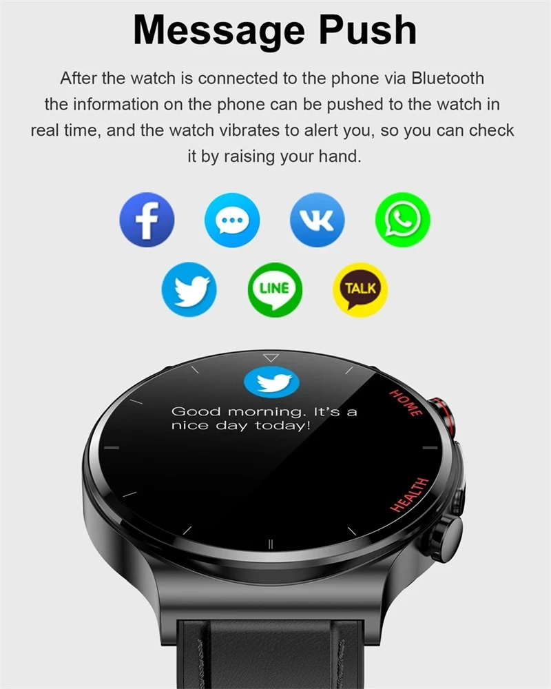 2023 New Laser Treatment Three High Smart Watch Men ECG PPG Heart Rate Blood Sugar Health Tracker Smart Watch For Huawei Xiaomi images - 6