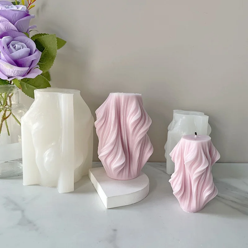 

Geometric Tree Root Silicone Candle Mold Wave Rotating Scented Mould Columnar Pastry Resin Plaster Mold Gift