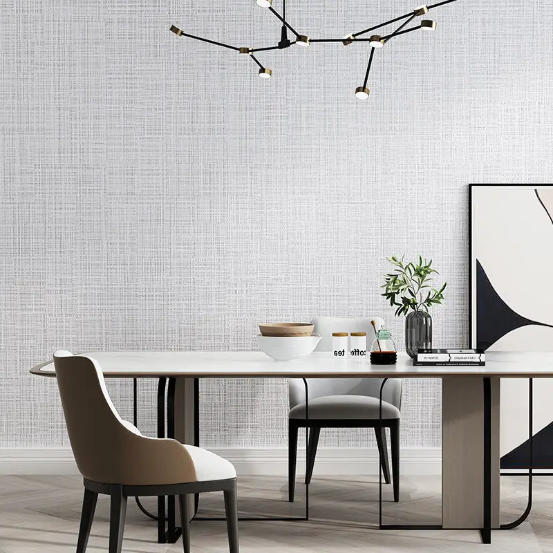 Скандинавские однотонные серые льняные обои для гостиной спальни с текстурой