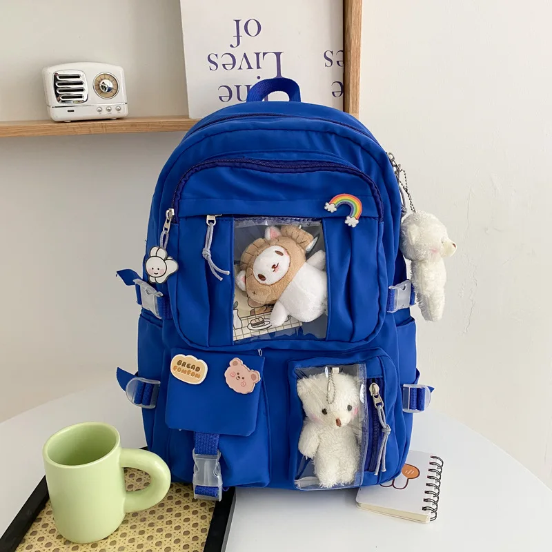 Large-capacity Solid Color Student Backpack Ins Japanese Campus Style Schoolbag for Boys and Girls Korean Girls Backpack