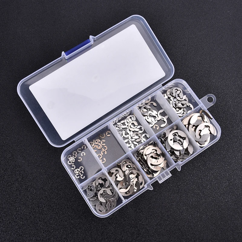 

200 Pcs Rvs Rvs E Clip Washer Assortiment Kit Borgring Borgring Voor As Fastener M1.5 ~ M10 2022 Most Popular New Year Gifts
