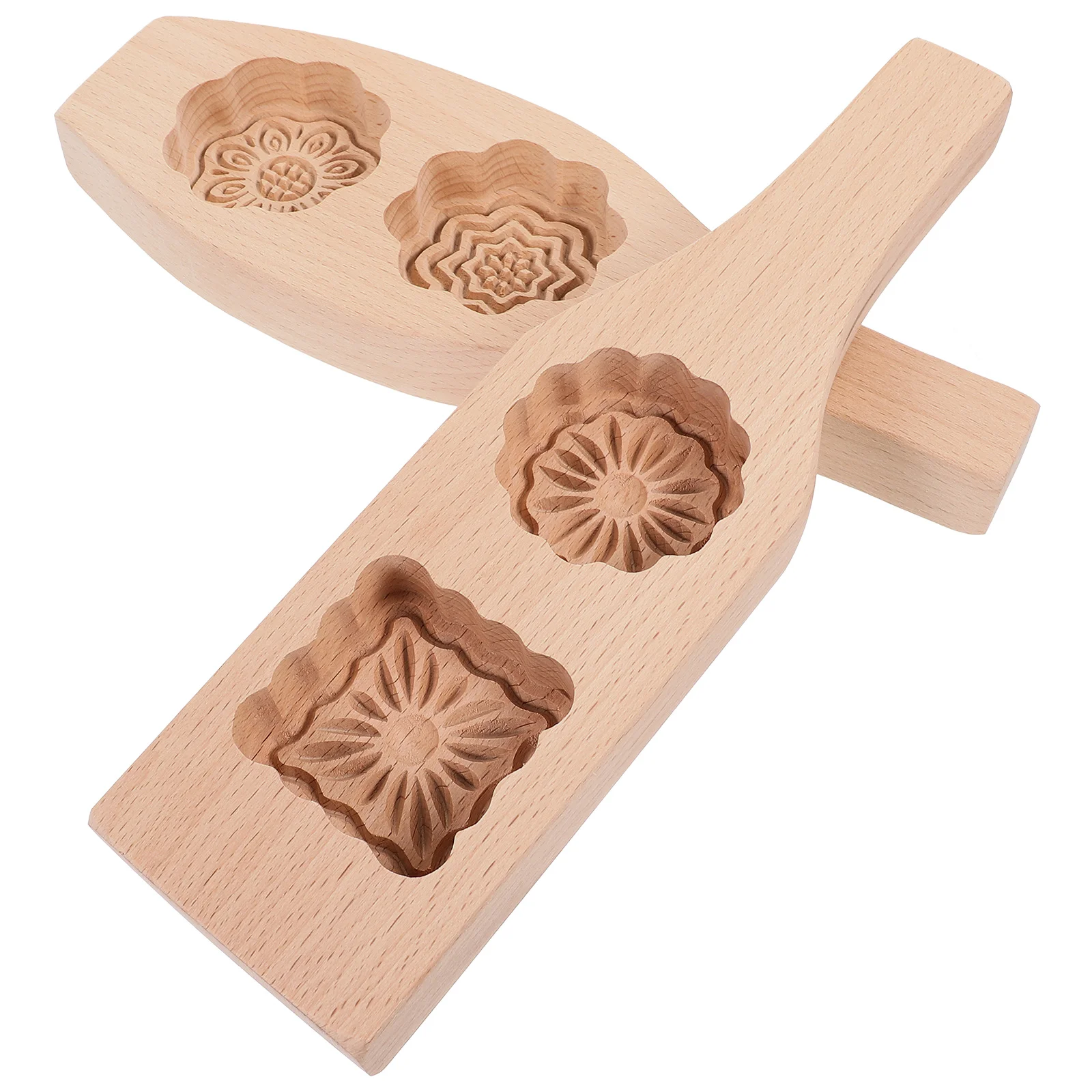 

2pcs Wooden Baking Mold Cantonese Style Moon Cake Green Bean Cake Molds