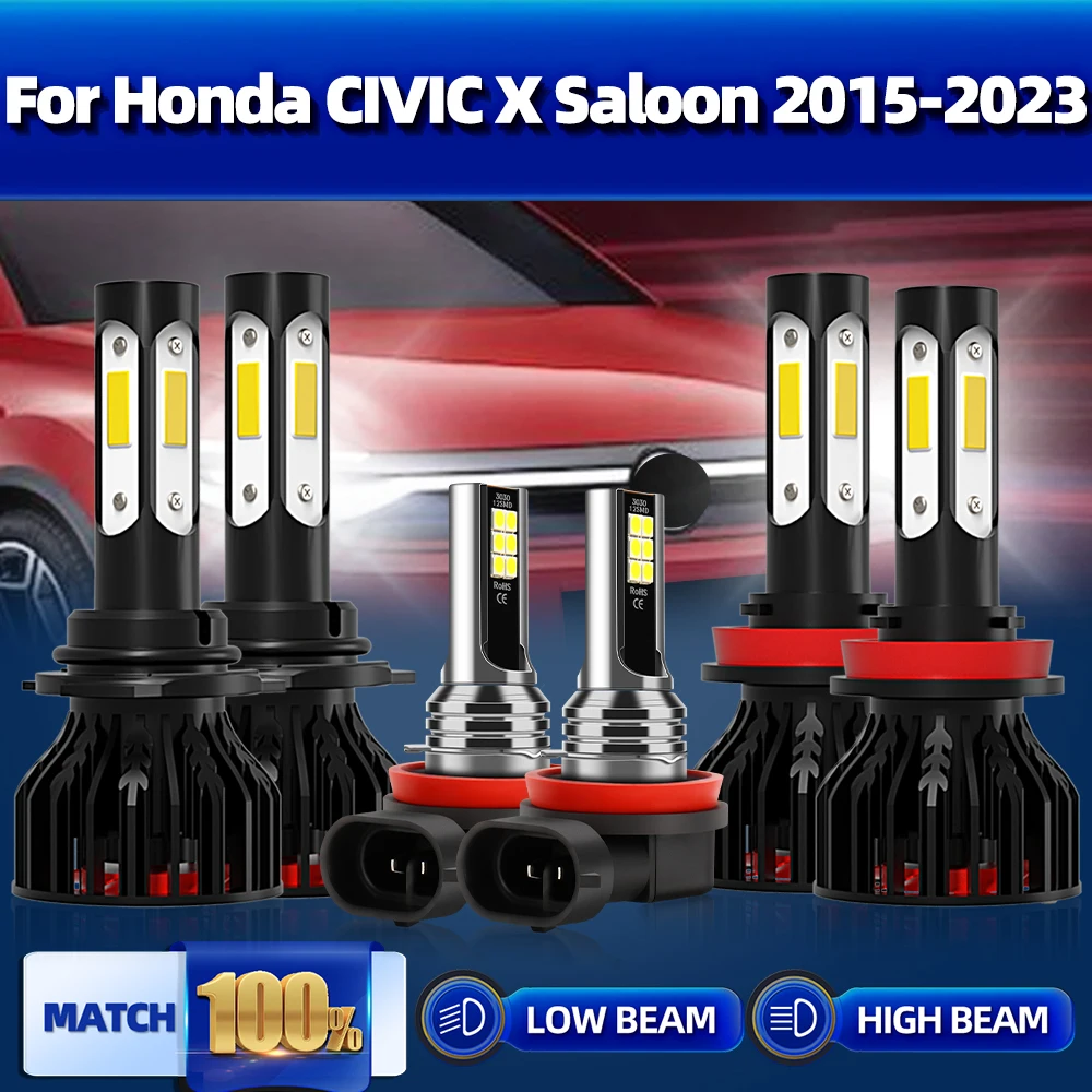 

60000LM Canbus светодиодный лампы для автомобильных фар 6000K турбо Лампа 12В противотуманные светильник для Honda CIVIC X Салон 2015-2019 2020 2021 2022 2023