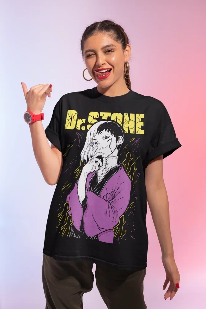 Футболка Gen Asagiri Dr.Stone Ryusui Senku Seiyuu черная рубашка мягкая футболка