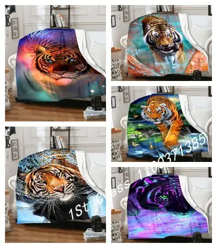 

Tiger Starry Night Sky Blanket for Bedroom Sofa Blanket Star Pattern Blanket Flannel Blanket Color Home Decor sofa travel gift