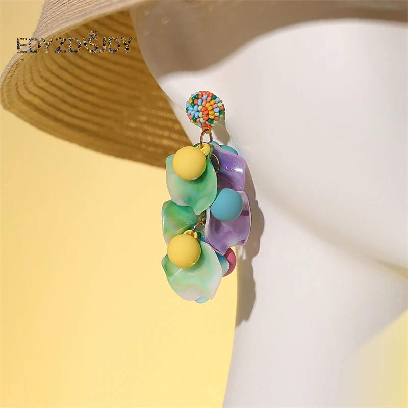 

New Arrival Trend Women Colorful The Leaves Drop Earring Beach Style Long Section Dangle Earrings Fashion Jewelry Gift
