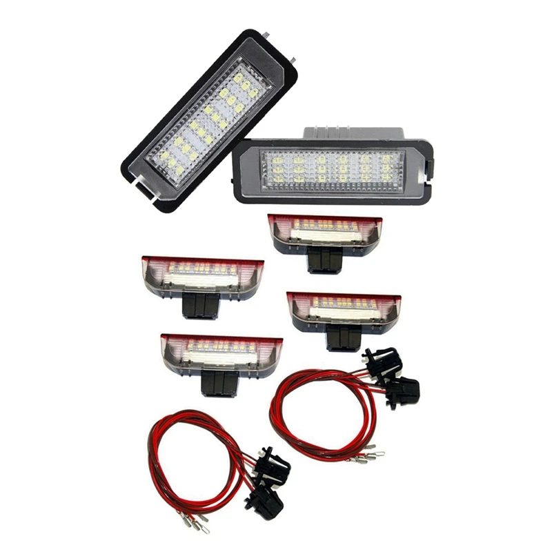 

2 Pcs Car LED License Plate Light & 1 Set Car LED Door Warning Light Welcome Projector