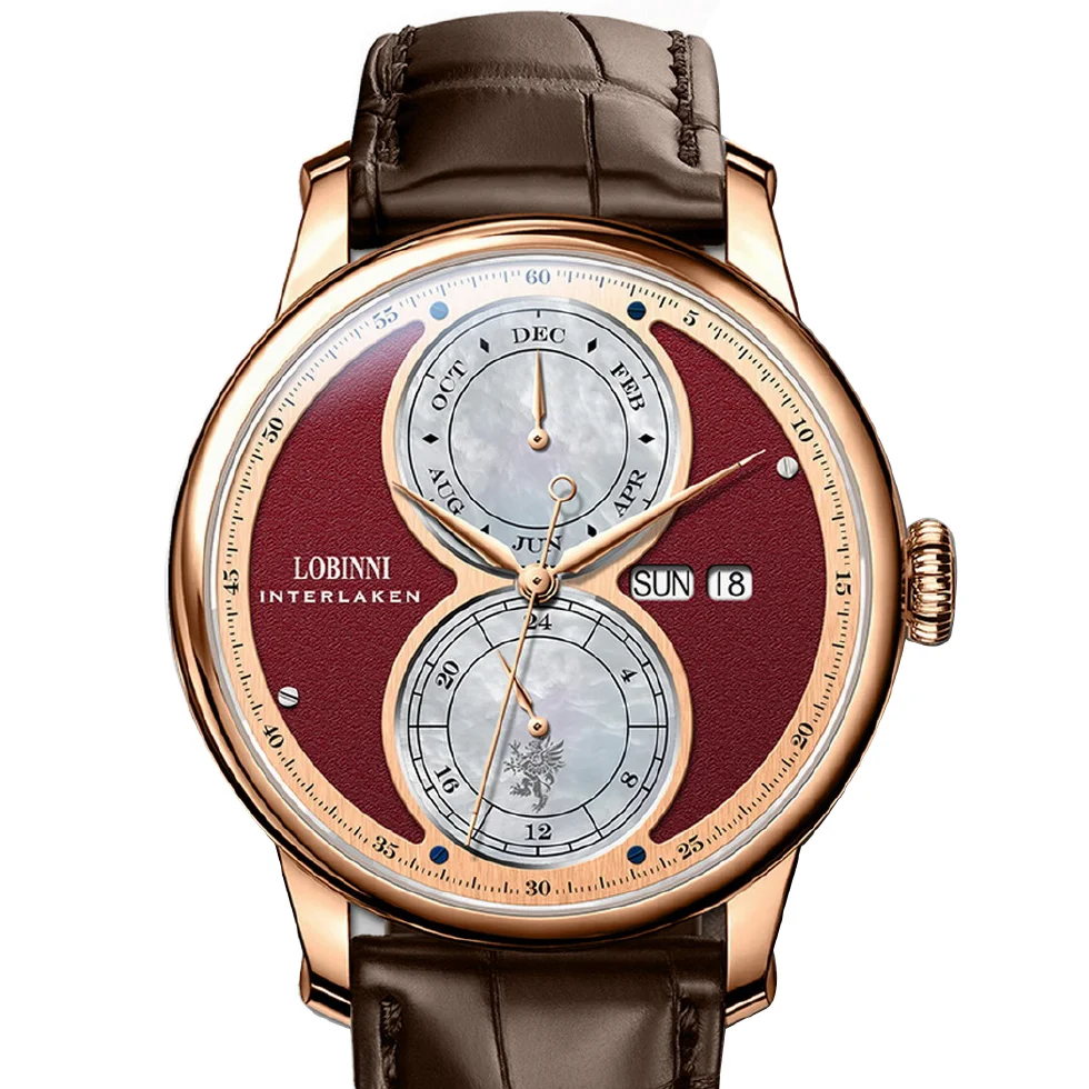 

Lobinni Men Luxury Watch 42MM Vintage Automatic Watches Mechanical Wristwatch 50M Waterproof Sapphire Butterfly Clasp Month Week