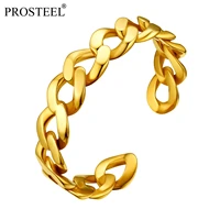 prosteel punk stainless steel cuban cuff bracelets 16mm open bangles for men women graduation gift black18k gold color psh40077