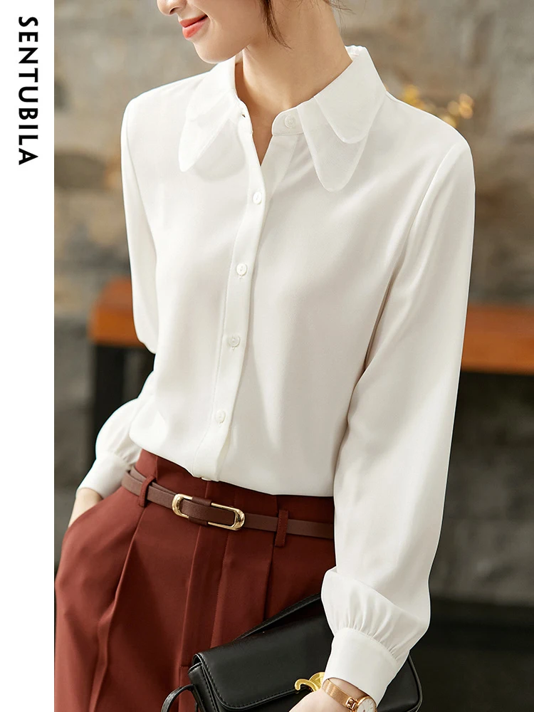 Рубашка и блузка SENTUBILA Женская с длинным рукавом модная на пуговицах сетчатый топ