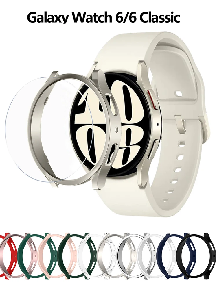 Чехол для часов Samsung Galaxy Watch 6 со стеклом и аксессуарами прочный пластиковый