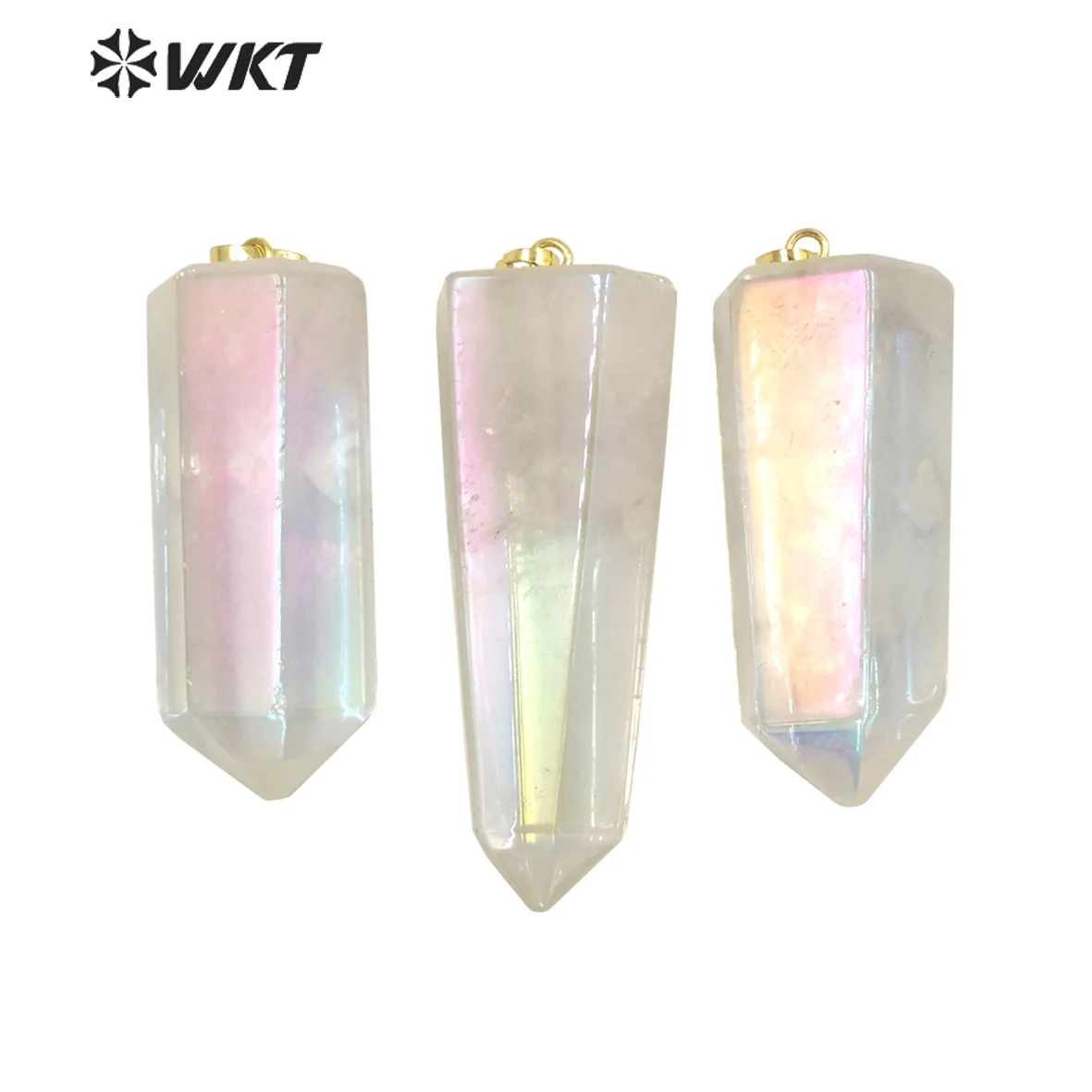 

WT-P1800 WKT 2022 Fashion Sale Stone Natural Aura Spirit Quartzs Shining Stone Gemstones Pendant For Women Party Gift