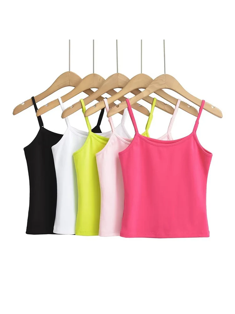 Флуоресцентные жилеты на бретельках Новинка лета 2024 модные сексуальные женские