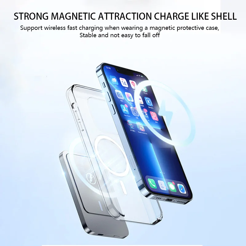 Тонкий магнитный беспроводной внешний аккумулятор 20 Вт 5000 мАч портативный для