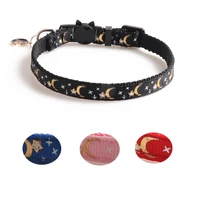 pet cute cat collars with moon star pendant adjustable puppy kitten necklace fruits pattern cats rabbit collars with bells