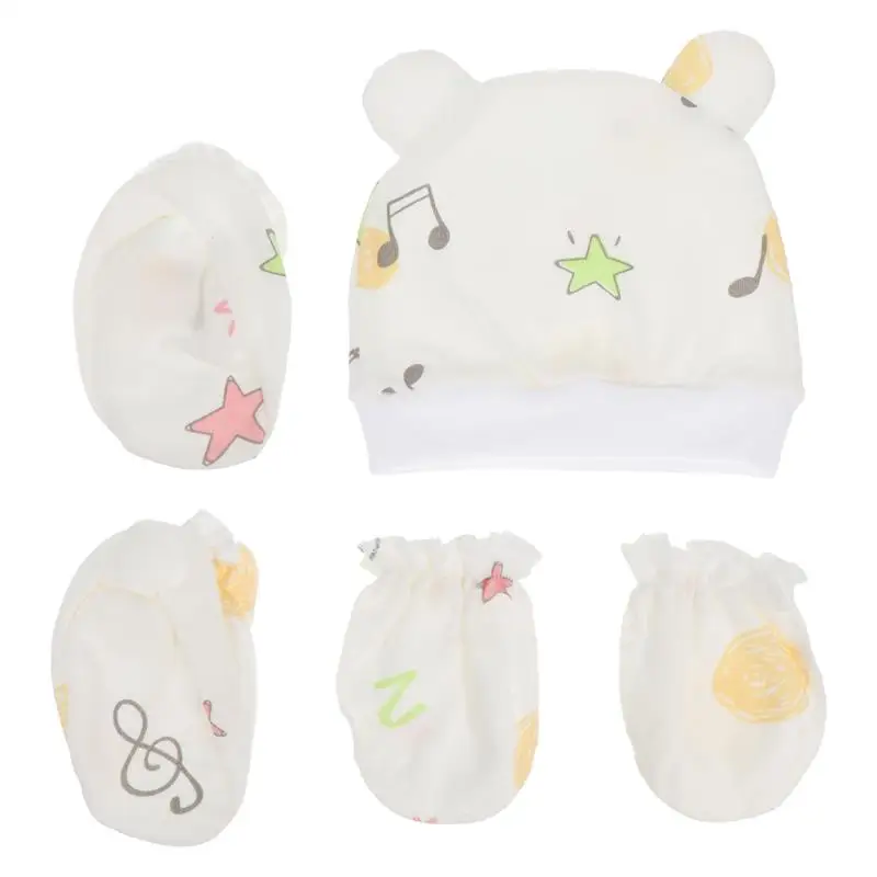 

2 Sets Portable Anti-scratch Gloves Pretty Baby Foot Covers Practical Baby Hats