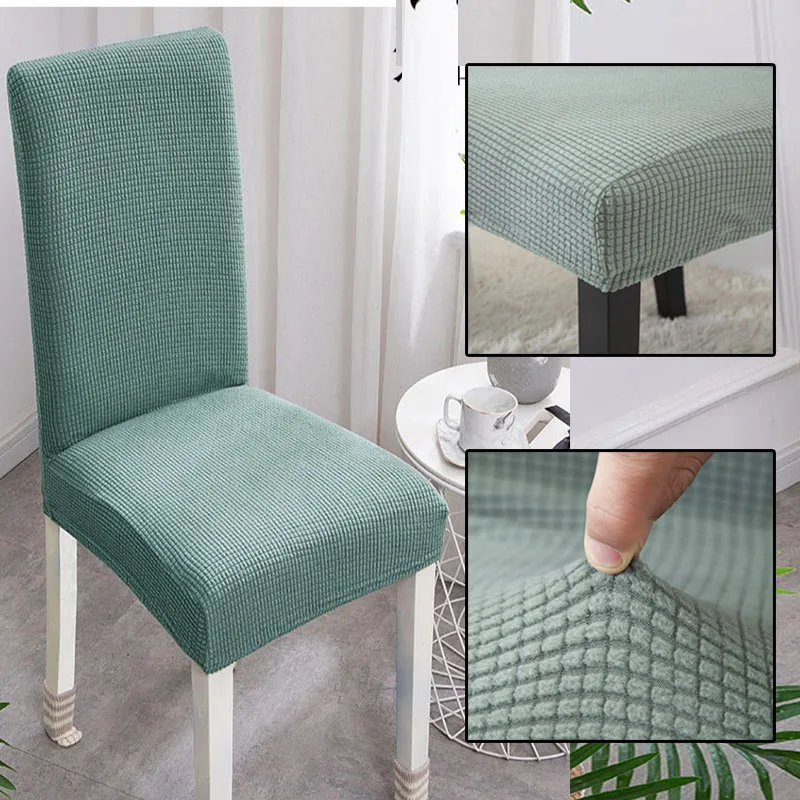 

Elastic Dining Chair Seat Cover Jacquard Spandex Slipcover Protector Case Office Banquet Housse De Chaise Kitchen Chair Cover