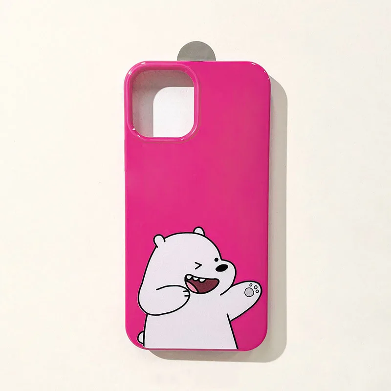 

Cute Cartoon Little White Bear Pink Mobile Phone Case for IPhone11 12 13 14 Pro Max X XS XR 7 8 Plus SE2 Soft Silica Gel Girl