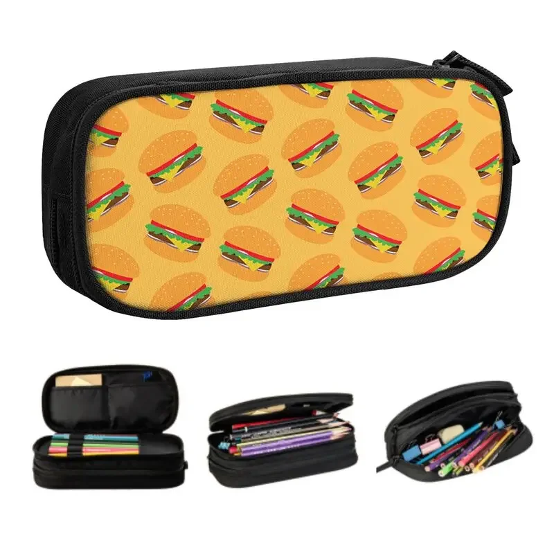 

Hamburger Delicious Food Cute Pencil Cases Girls Boys Large Storage Pencil Pouch Students Stationery