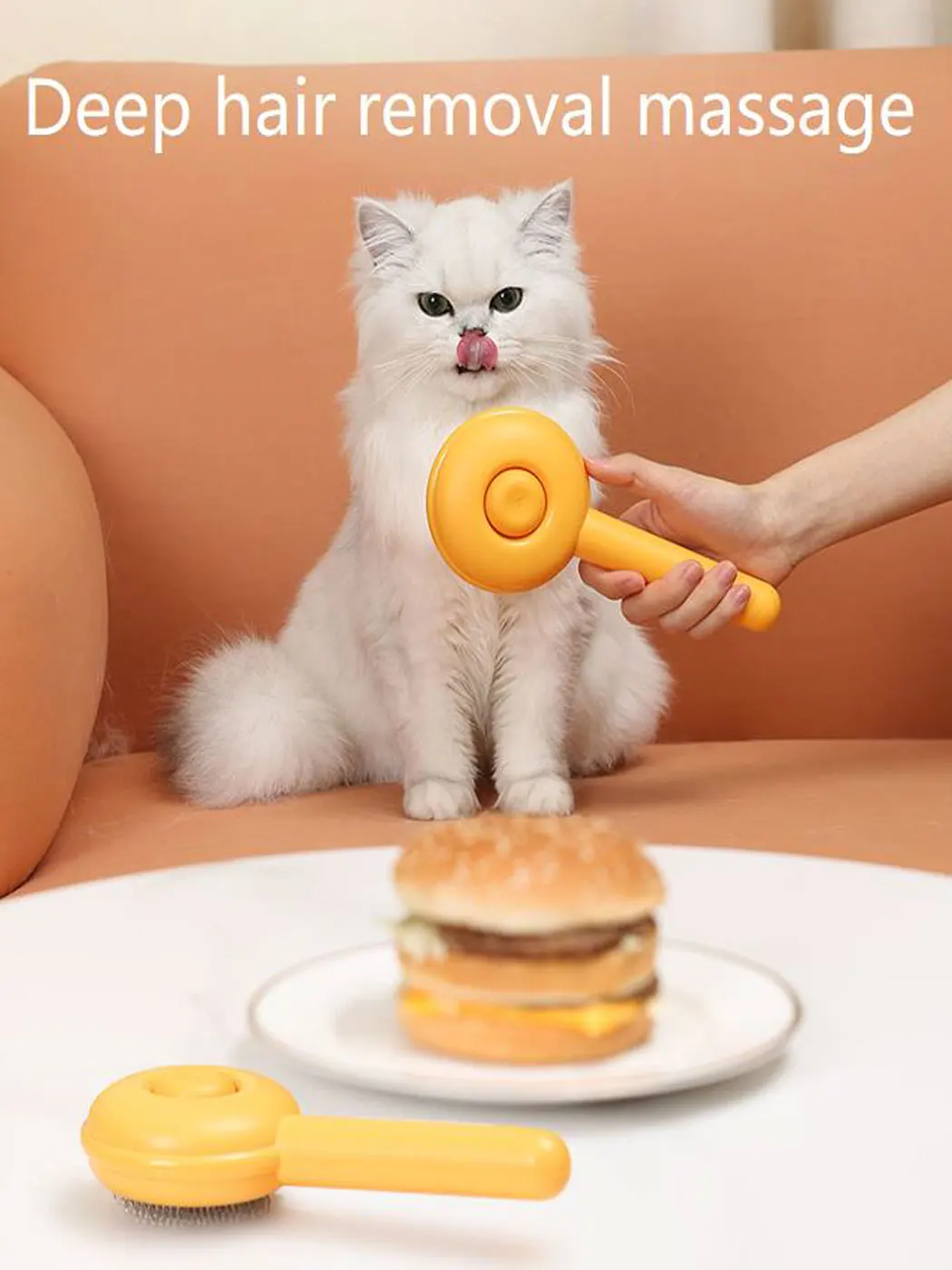 

Hamburg-shaped pet needles protect the skin from damaging hair, massage and comb cats.