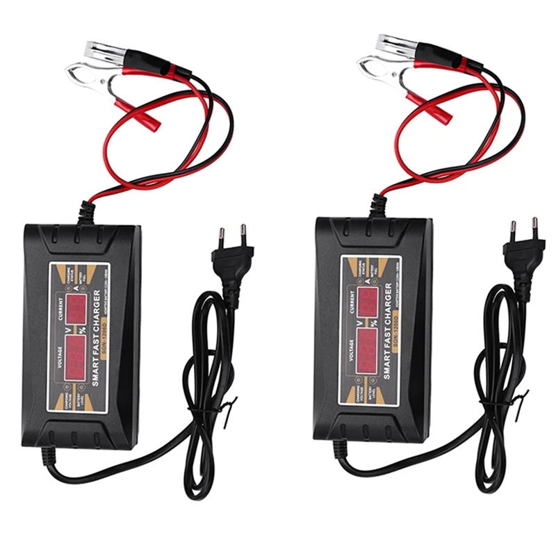 

3X EU Plug Car Battery Charger 12V 6A 10A Intelligent Full Automatic Auto Smart Fast Power Charging For Wet Dry Display