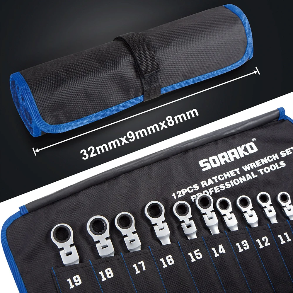 Набор гаечных ключей с храповым механизмом из хромованадиевой стали 8-19 мм