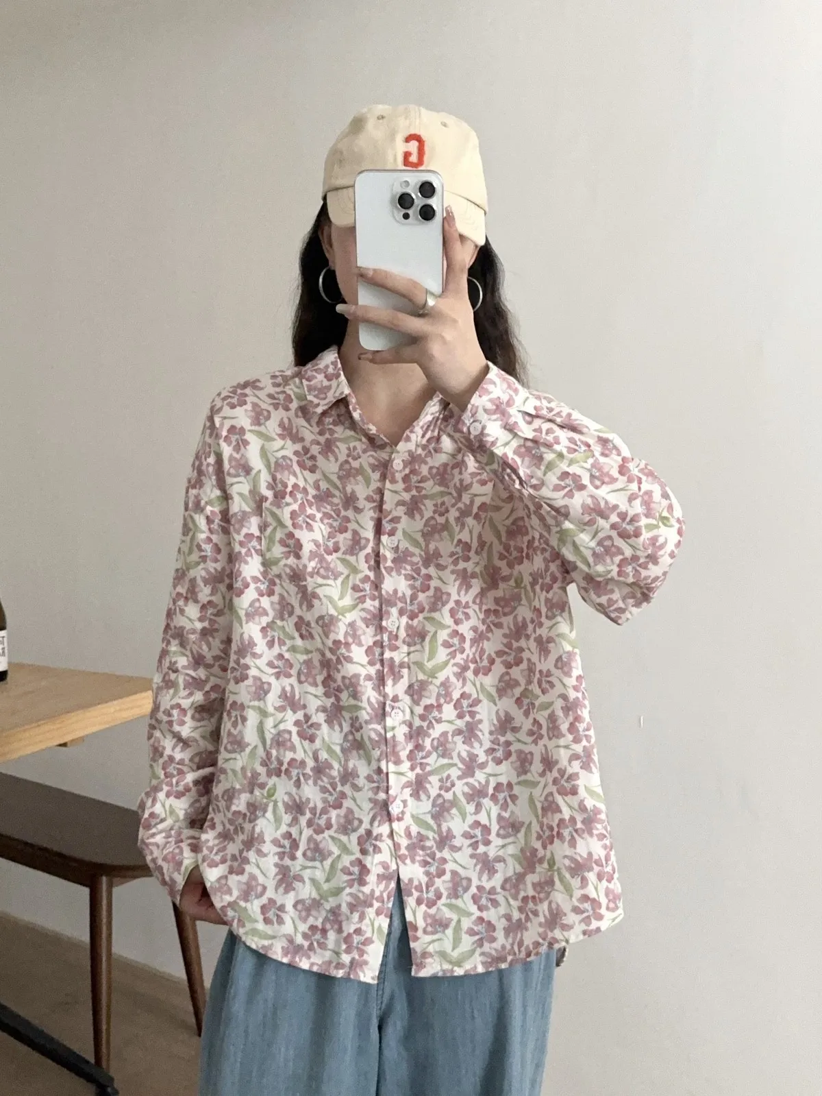 Новинка осенняя хлопковая рубашка с цветочным принтом женские милые топы