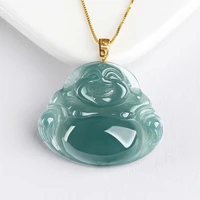 burmese jade maitreya pendant man 18k gold charms jadeite luxury choker jewelry natural blue designer amulets necklace amulet
