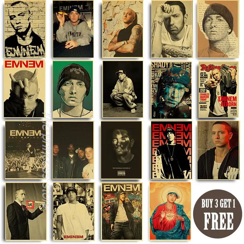 

American Hip Hop Rapper Music Eminem Retro Home Decor Art Decor Painting Living Posters Vintage Painting Wall Stickers