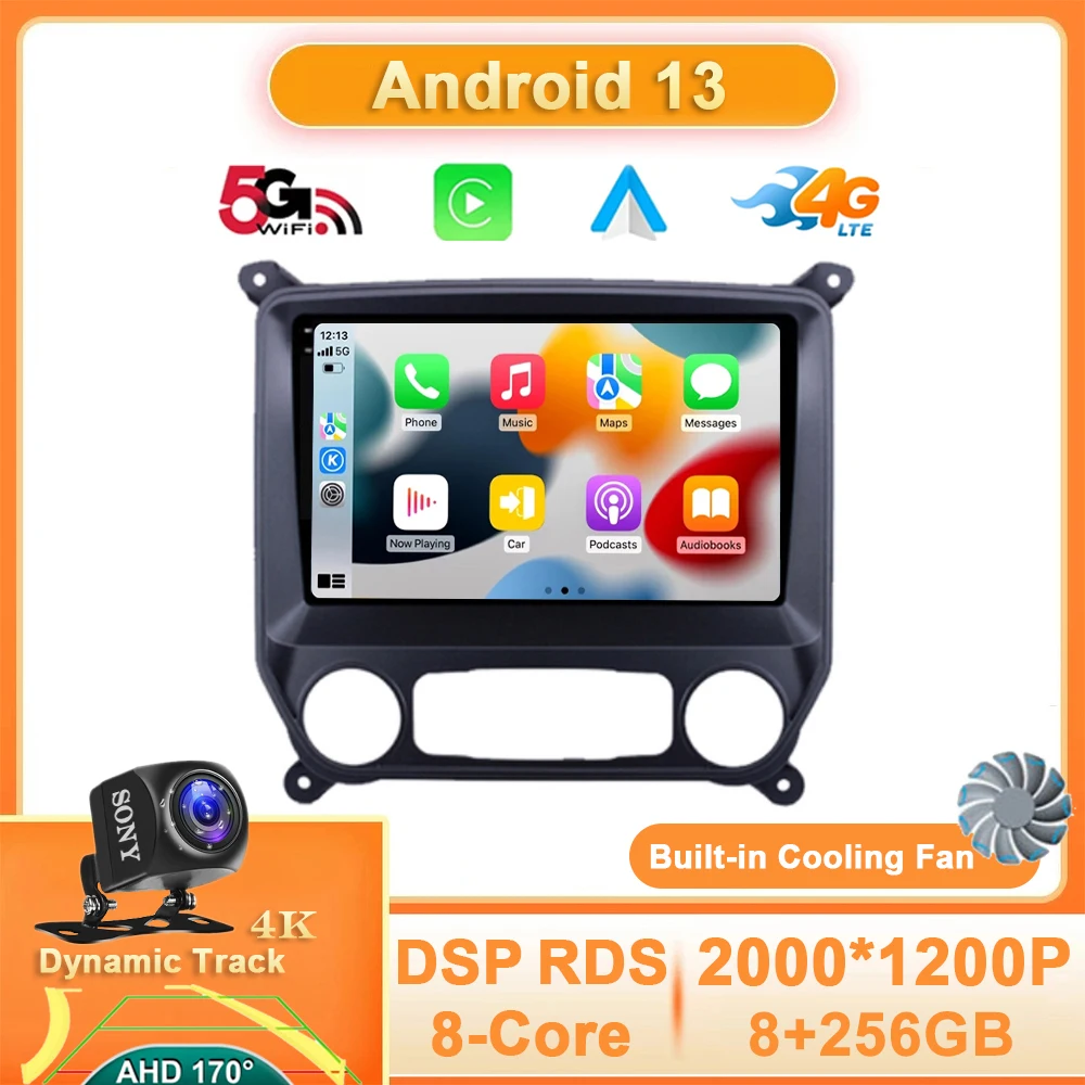 

Android 13 Car Radio For Chevrolet Colorado 2014 - 2018 For Silverado GMC Sierra VIA Vtrux Truck 2014 - 2018 GPS Carplay Auto BT