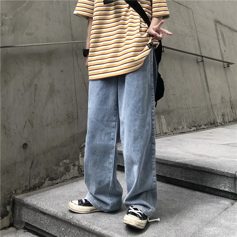 

2022 Spring Fashion Straight Loose Jeans Hip Hop Wide Leg Jeans High Street Retro Men Women Autumn Straight Loose Long Pants