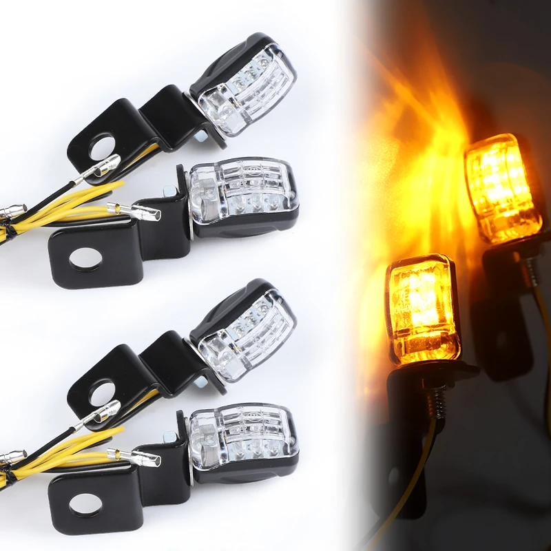 

8mm LED Mini Motorcycle Turn Signal Indicators Lights Handlebar flasher Amber signal lamp Blinker intermitentes moto 12V
