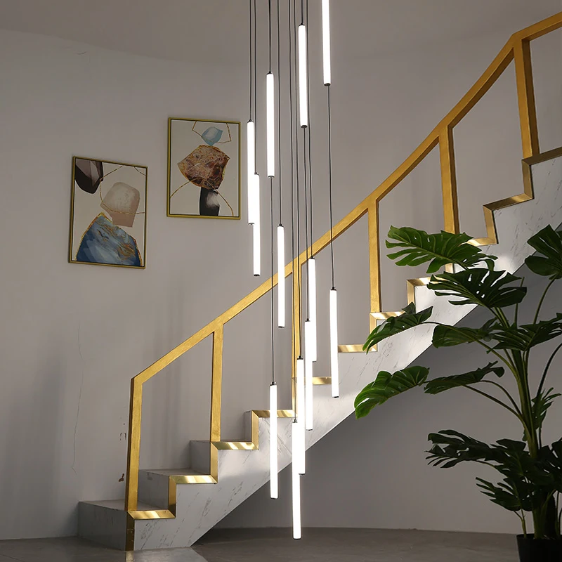 

Modern Led chandelier for staircase lobby spiral suspension luminaires indoor decor villa high living room acrylic light fixture