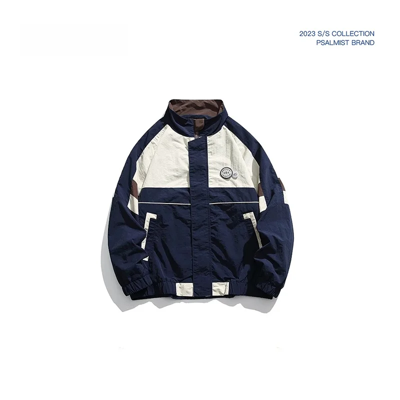 Psalmist Praises Japan fashion Retro Cargo Stand Collar Badge Loose Patchwork Coach Jacket Men and Women Autumn