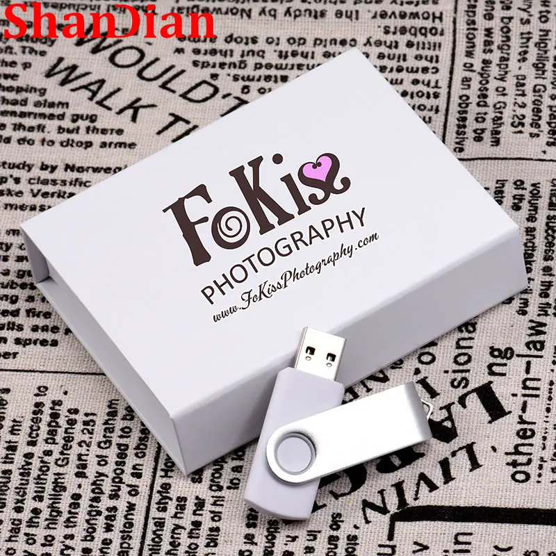 

SHANDIAN USB Flash Drive Free Custom LOGO USB 2.0 Black White Swivel OTG with Box 8GB 16GB 32GB 64GB Memory Stick Business Gift