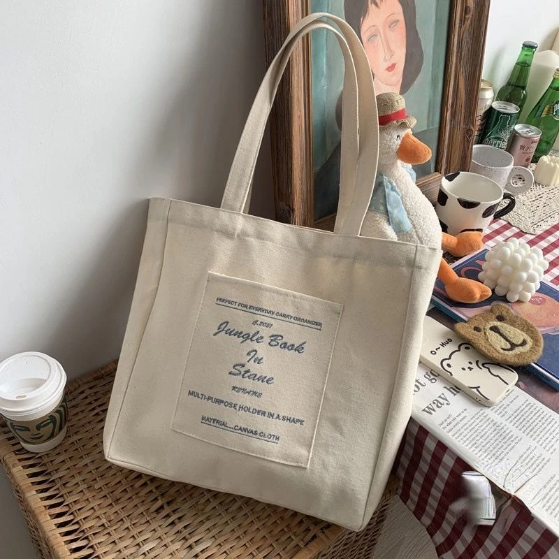 

Женская Холщовая Сумка через плечо с принтом книг в джунглях, Женская Повседневная Сумка-тоут, Большая вместительная хлопковая многоразова...