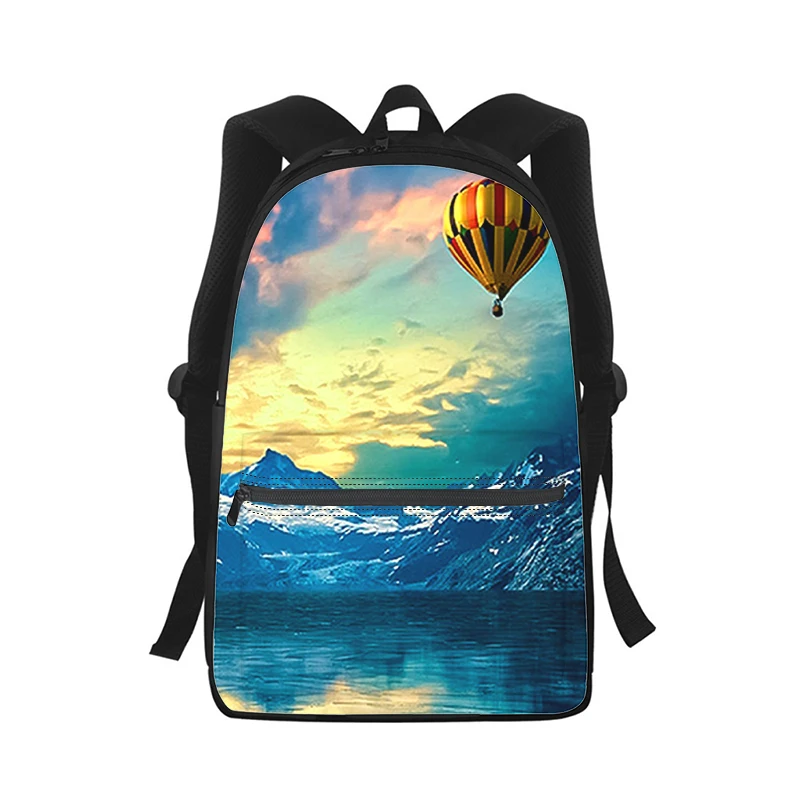 Ho tair Balloon Sky Men Women Backpack 3D Print Fashion Student School Bag Laptop Backpack Kids Travel Shoulder Bag