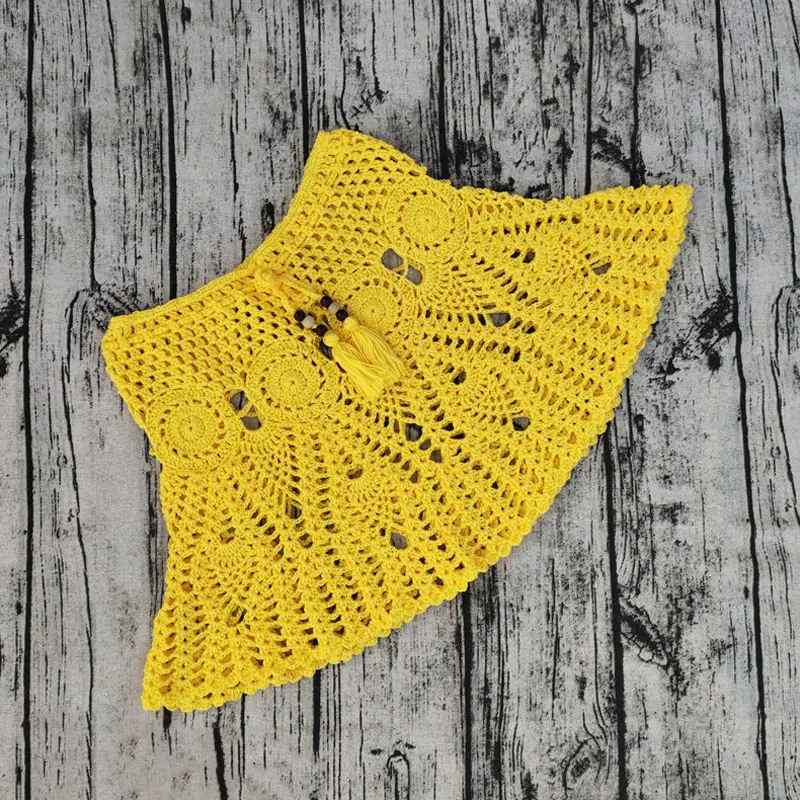 

Women's Handmade Summer Crochet Beach Skirt Swimsuit Cover Elastic Waist Bikini Bottoms Bikini Skirt