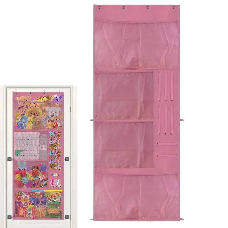 

Over Door Organizer For Stuffed Animals Plush Animal Storage With Over The Door Mesh Net Pockets Hangings Stuffed Animal Storage