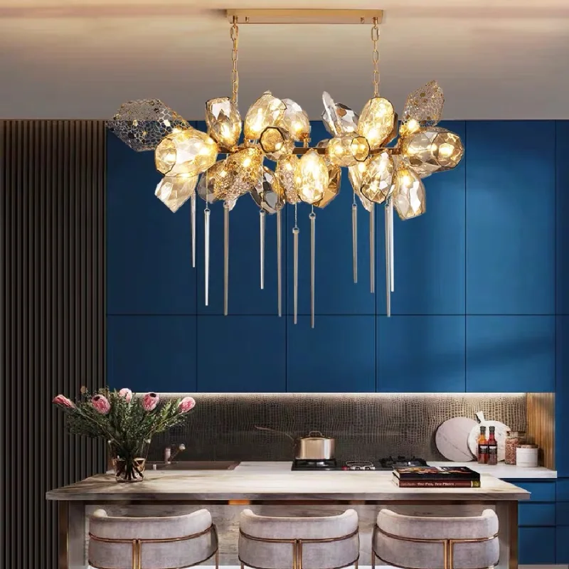 

Chandeliers Lights Nordic Luxury Villa Glass Pendant Lamp Duplex Stairs Living Room Art Metal Chain Hanging Lustre Fixtures