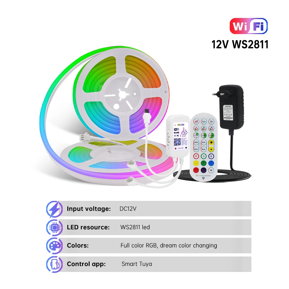 Светодиодная лента Bluetooth 12 В WS2811 60 светодиодов/м