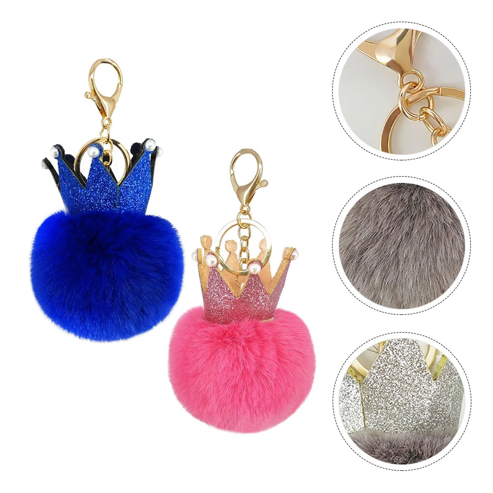 

2pcs Crown Design Keychain Helpful Bag Hanging Pendant Chic Interior Ornament