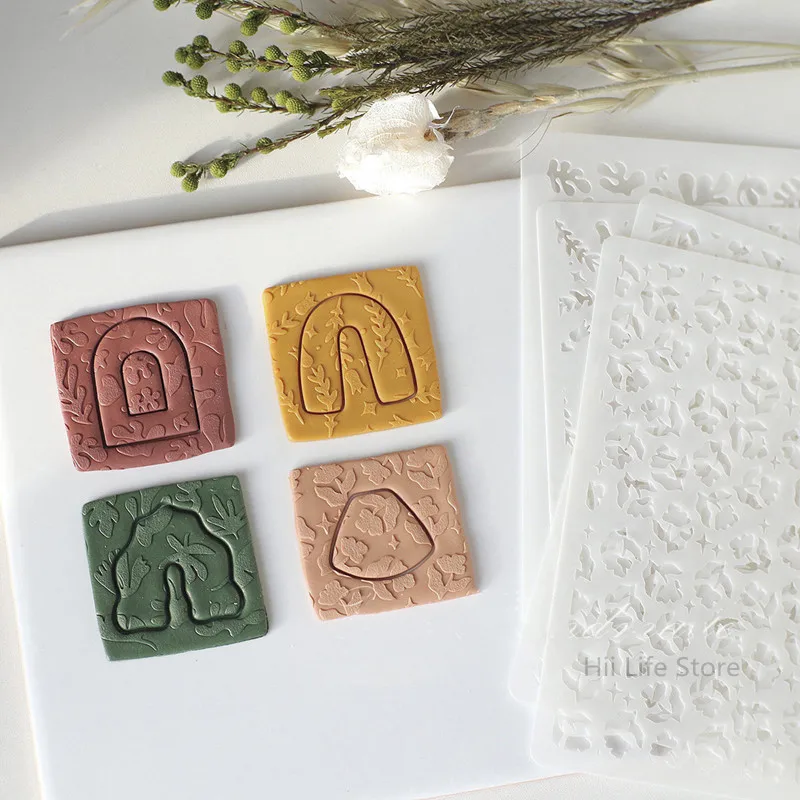 

Soft Pottery Polymer Clay Hollow Texture Fruit/Flower Pattern Coloring Craft Embossing Tool DIY Earring Jewelry Mould