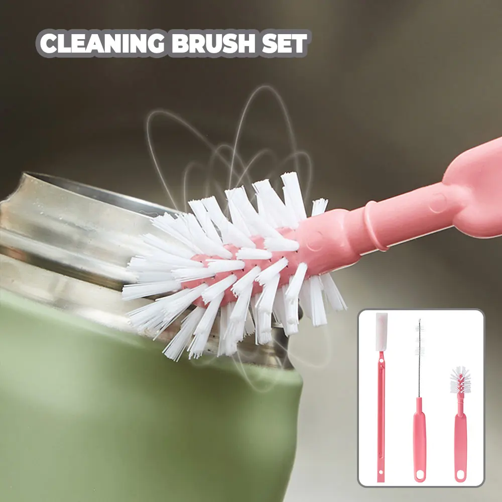 

3Pcs Kitchen Cleaning Brush Bottle Cleaning Brushes Set Versatile Tube Brushes Multifunction Practical Household JS22